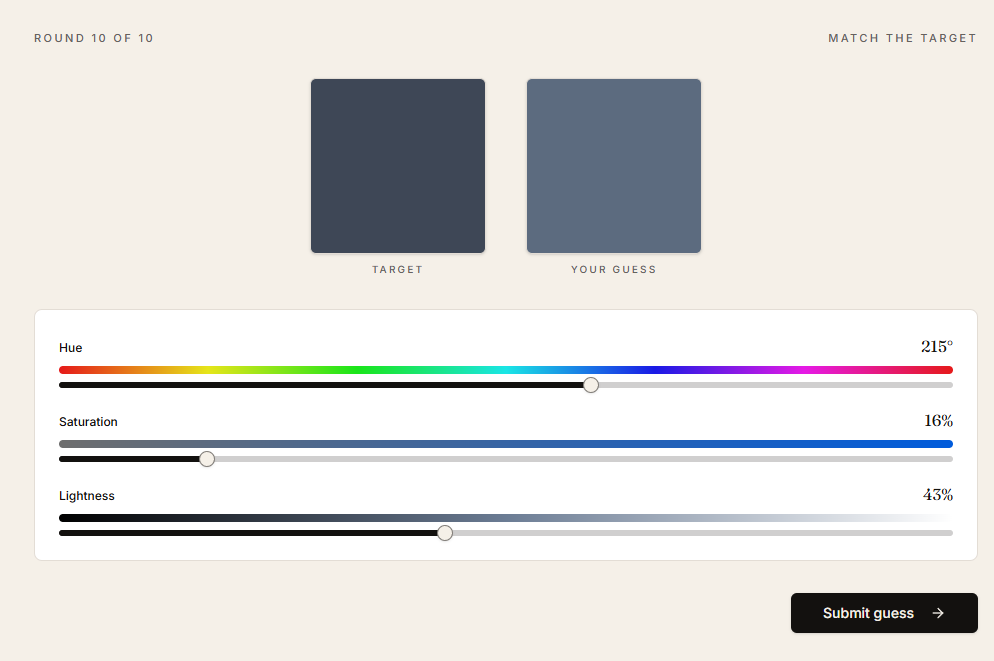 Colour-Matching Gym — screenshot